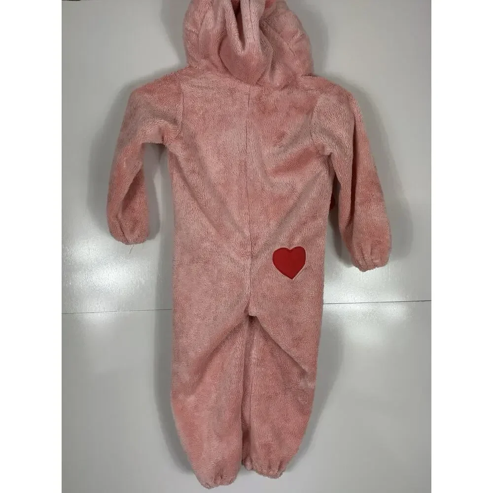 Care Bears VTG 2003 Pink Rainbow Cheer Bear Plush Costume Hooded Pajamas 3T- 4T